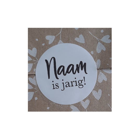 Gepersonaliseerde stickers - naam + jarig - per stuk