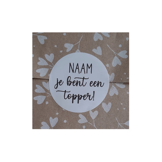 Gepersonaliseerde stickers - je bent een topper - per stuk