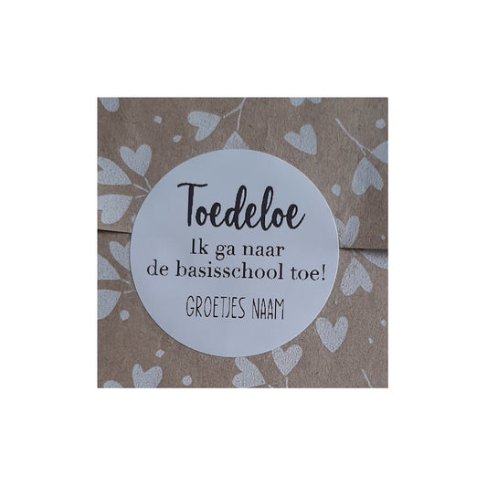 Gepersonaliseerde stickers - toedeloe, ik ga naar de basisschool toe - per stuk