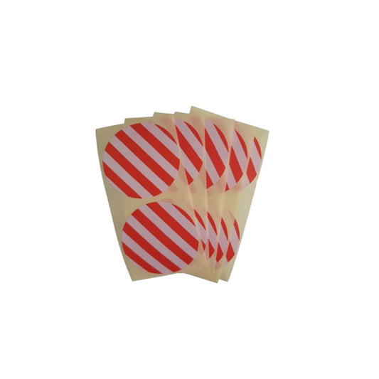 Cadeaustickers - rood/roze gestreept - 10 stuks