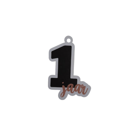 Cadeaulabel - 1 jaar (bruin)