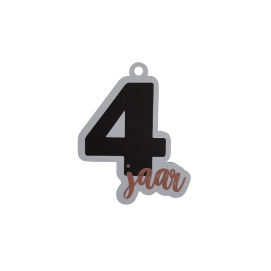 Cadeaulabel - 4 jaar (bruin)