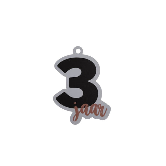 Cadeaulabel - 3 jaar (bruin)