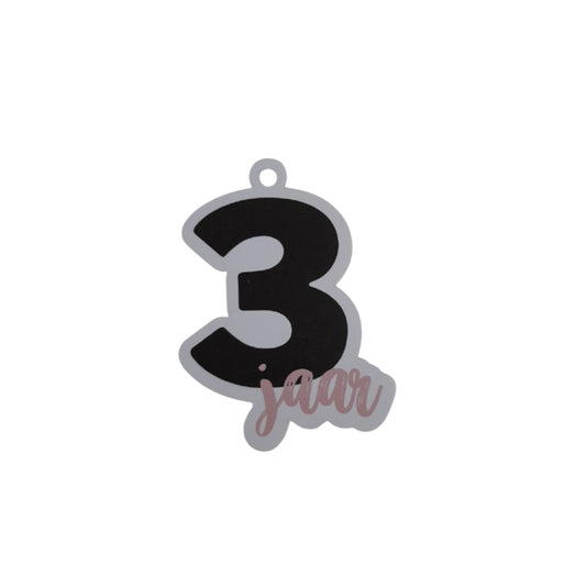 Cadeaulabel - 3 jaar (roze)