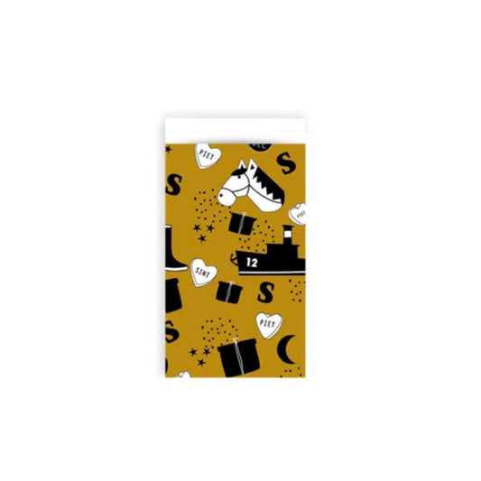 Cadeauzakjes - sint doodles - okergeel - 7x13 cm - 5 stuks