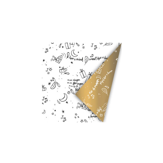 Cadeaupapier - sing along sint - wit - 30x200 cm