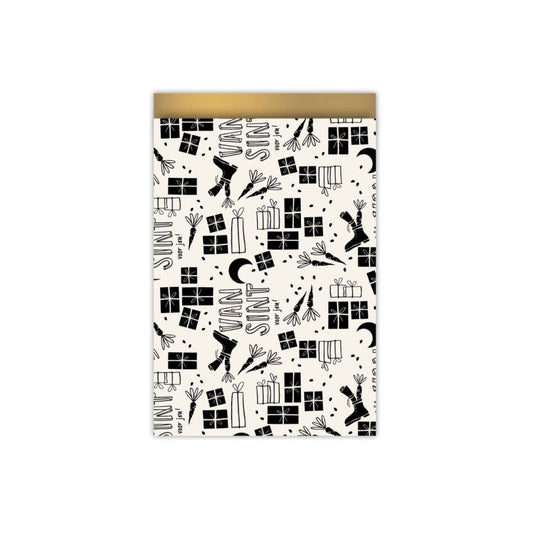 Cadeauzakjes - sint doodles - offwhite/zwart - 17x25 cm - 5 stuks