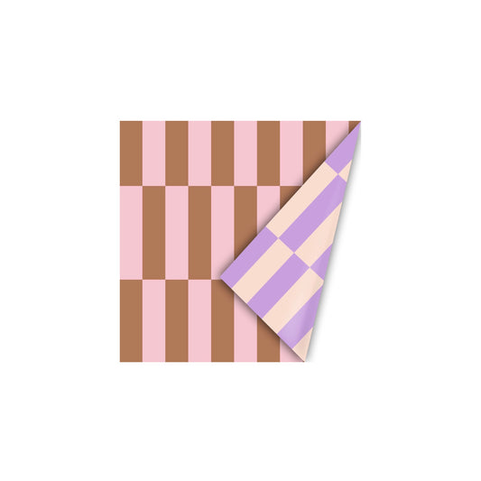 Cadeaupapier - colorblocking - roze/bruin - 30x200 cm
