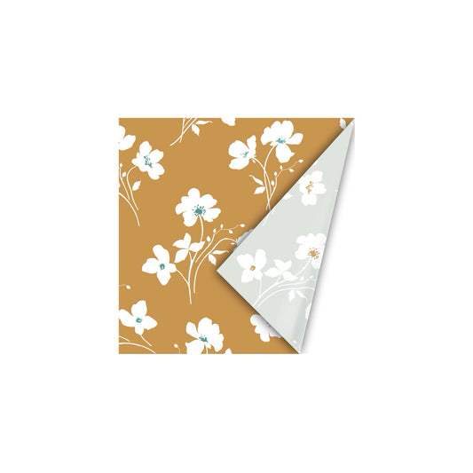 Cadeaupapier - classic flowers - okergeel - 30x200 cm