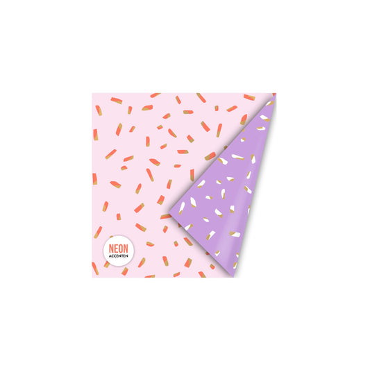 Cadeaupapier - colorful confetti - roze - 30x200 cm