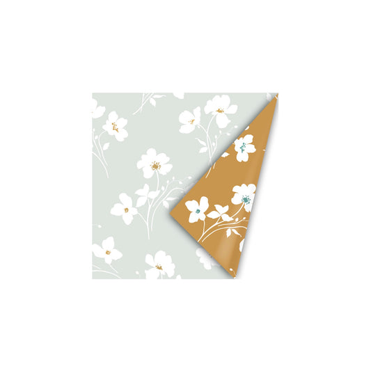 Cadeaupapier - classic flowers - lichtblauw - 30x200 cm