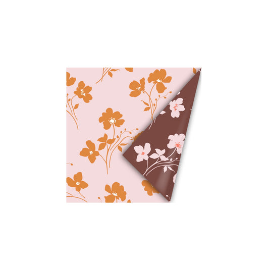 Cadeaupapier - classic flowers - roze/oranje - 30x200 cm