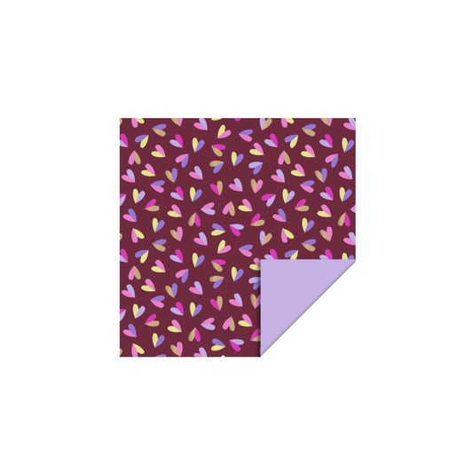 Cadeaupapier - duo hearts - roze/lila - 30x200 cm