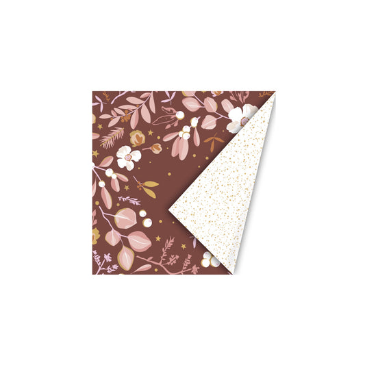 Cadeaupapier - christmas flowers - donkerrood - 30x200 cm