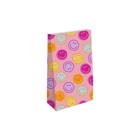 Blokbodemzakken - smileys - roze - 14x8x26 cm - 2 stuks