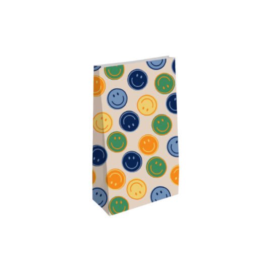 Blokbodemzakken - smileys - blauw/groen - 14x8x26 cm - 2 stuks