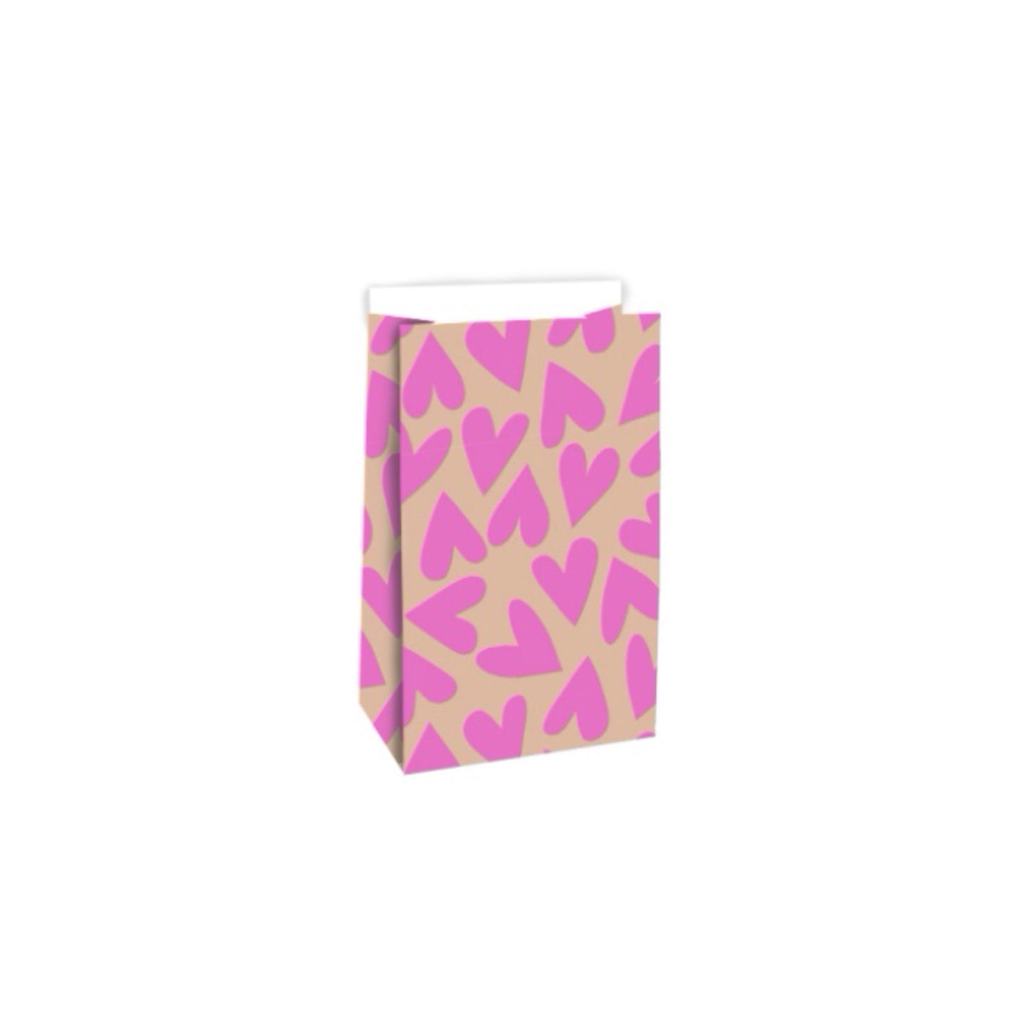 Blokbodemzakken - hartjes - roze/nude - 12x7x19 cm - 2 stuks