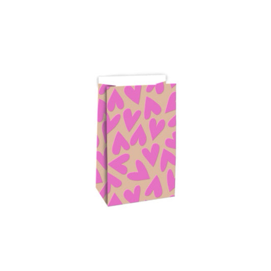 Blokbodemzakken - hartjes - roze/nude - 12x7x19 cm - 2 stuks