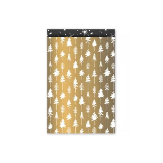 Cadeauzakjes - christmas trees - goud - 17x25 cm - 5 stuks