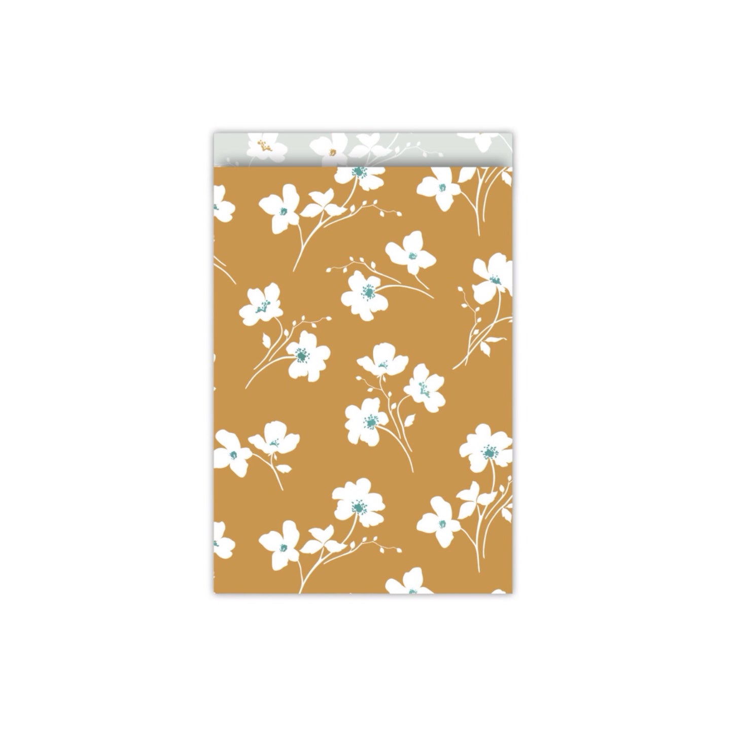 Cadeauzakjes - classic flowers - okergeel - 17x25 cm - 5 stuks