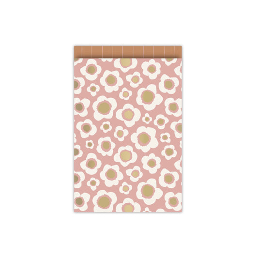 Cadeauzakjes - vintage flowers - oudroze - 17x25 cm - 5 stuks