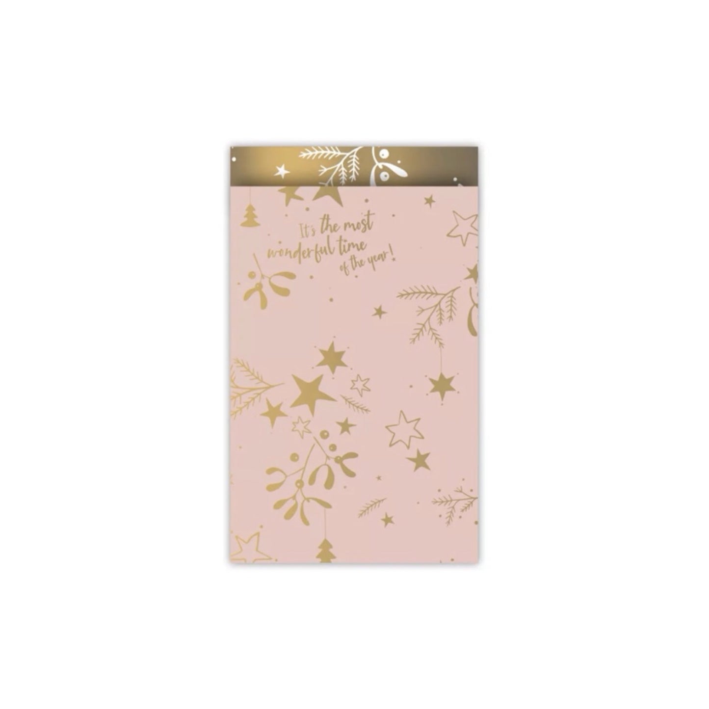 Cadeauzakjes - mistletoe kisses - roze/goud - 12x19 cm - 5 stuks