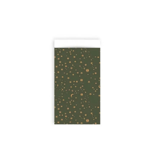 Cadeauzakjes - little stars - groen/goud - 7x13 cm - 5 stuks