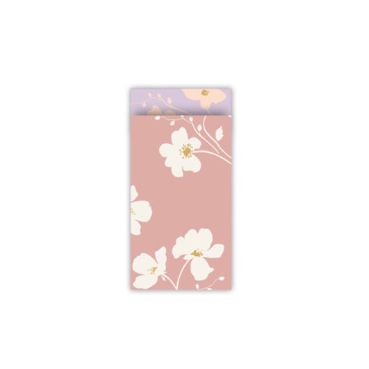 Cadeauzakjes - classic flowers - roze - 7x13 cm - 5 stuks