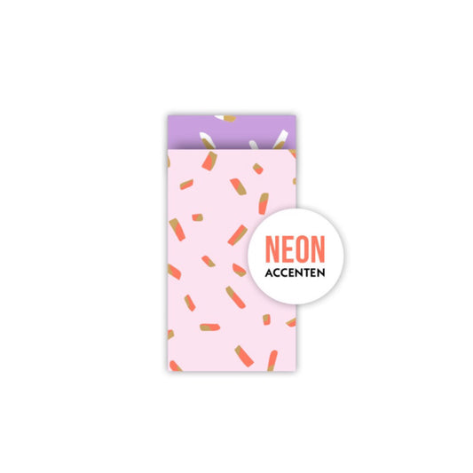 Cadeauzakjes - colorful confetti - roze - 7x13 cm - 5 stuks