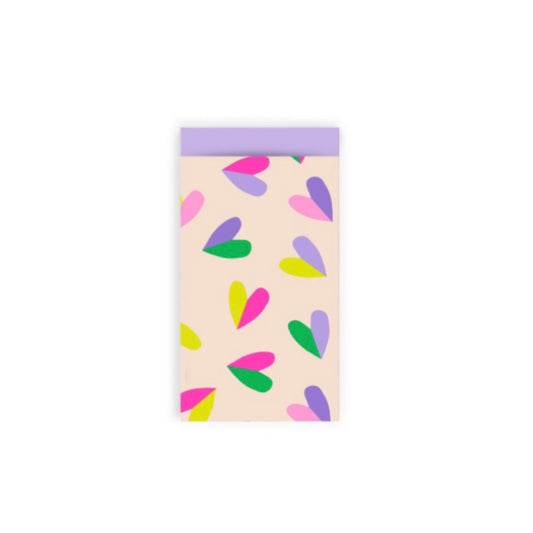 Cadeauzakjes - neon hearts - meerkleurig - 7x13 cm - 5 stuks