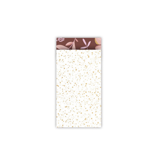 Cadeauzakjes - twinkling stars - wit/goud - 7x13 cm - 5 stuks