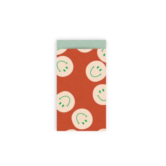 Cadeauzakjes - smiley - roestbruin - 7x13 cm - 5 stuks