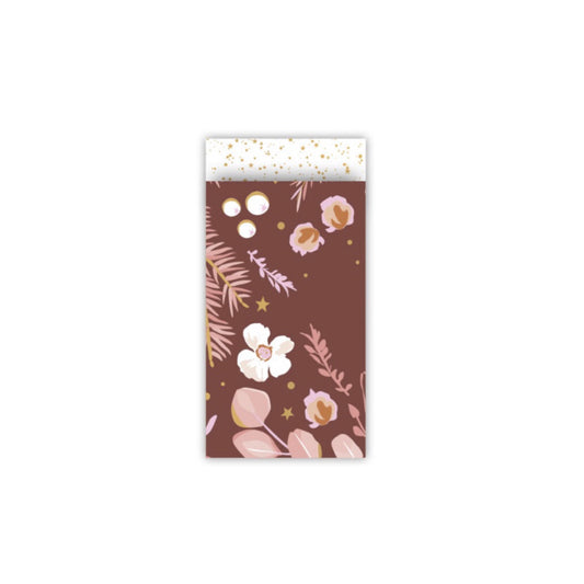 Cadeauzakjes - christmas flowers - donkerrood - 7x13 cm - 5 stuks