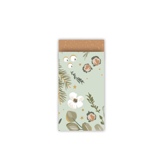 Cadeauzakjes - christmas flowers - classic green - 7x13 cm - 5 stuks
