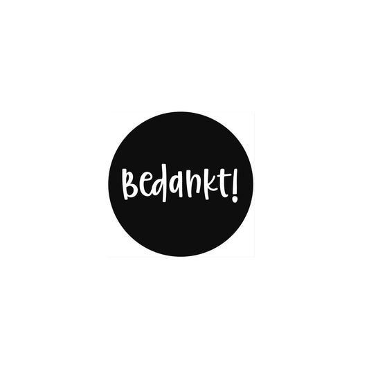 Cadeaustickers - bedankt - zwart - 5 cm - 10 stuks