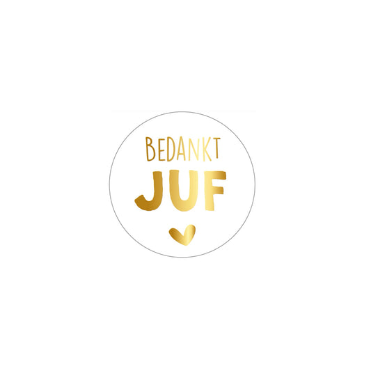 Cadeaustickers - bedankt juf - wit - 4 cm - 5 stuks