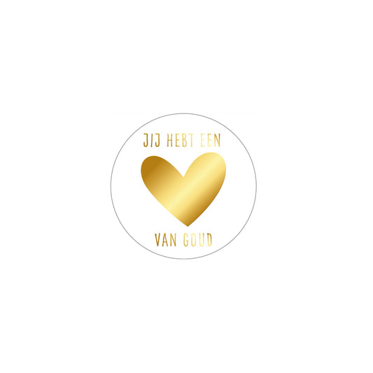 Cadeaustickers - jij hebt een hart van goud - wit - 4 cm - 10 stuks