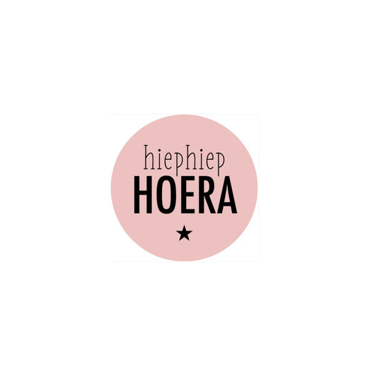 Cadeaustickers - hiep hiep hoera - roze - 3,5 cm - 10 stuks