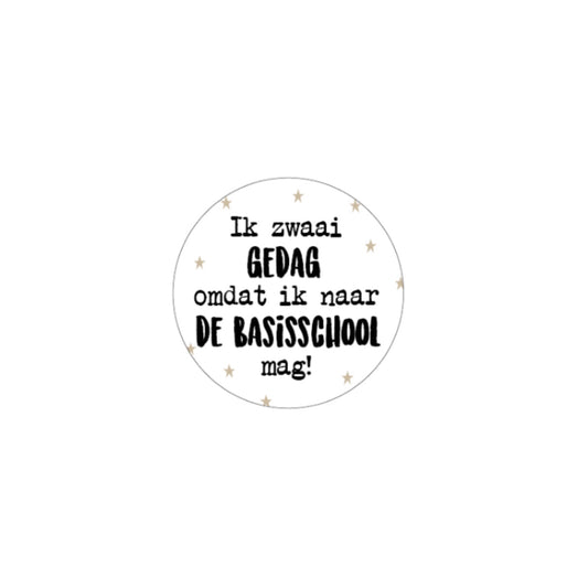 Cadeaustickers - ik zwaai gedag... basisschool - wit - 4 cm - 10 stuks