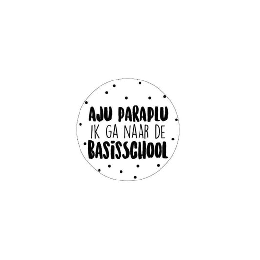 Cadeaustickers - aju paraplu ik ga naar de basisschool - wit - 4 cm - 10 stuks