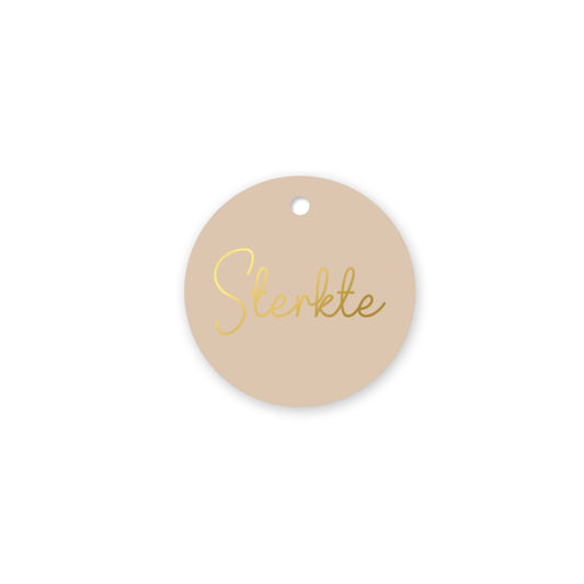 Cadeaulabel - sterkte - beige - 6 cm
