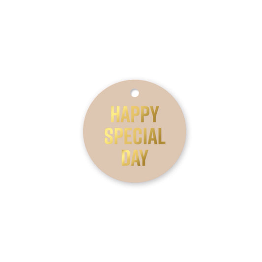 Cadeaulabel - happy special day - beige - 6 cm