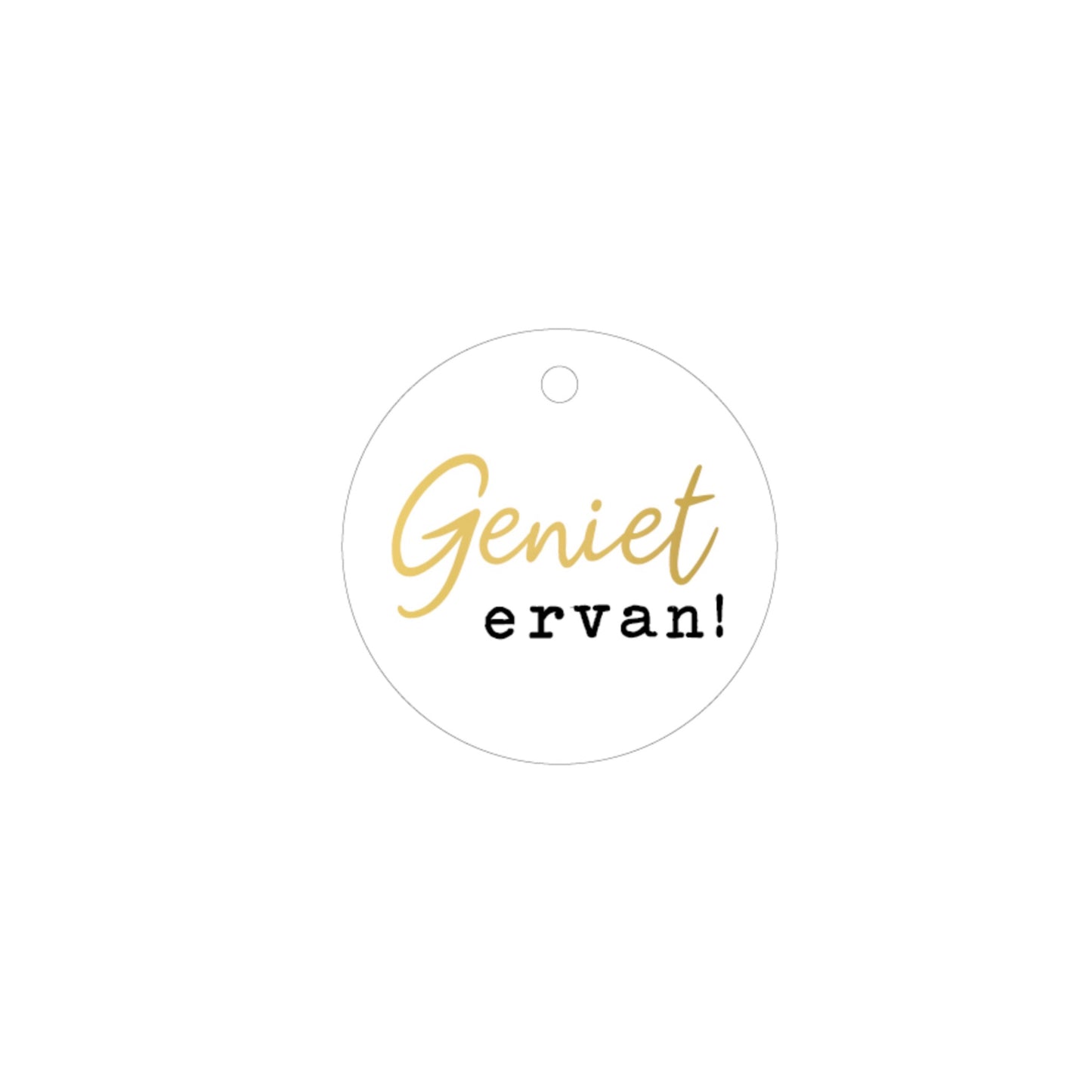 Cadeaulabel - geniet ervan - wit - 6 cm