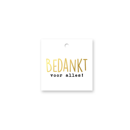 Cadeaulabel - bedankt voor alles - wit - 6x6 cm