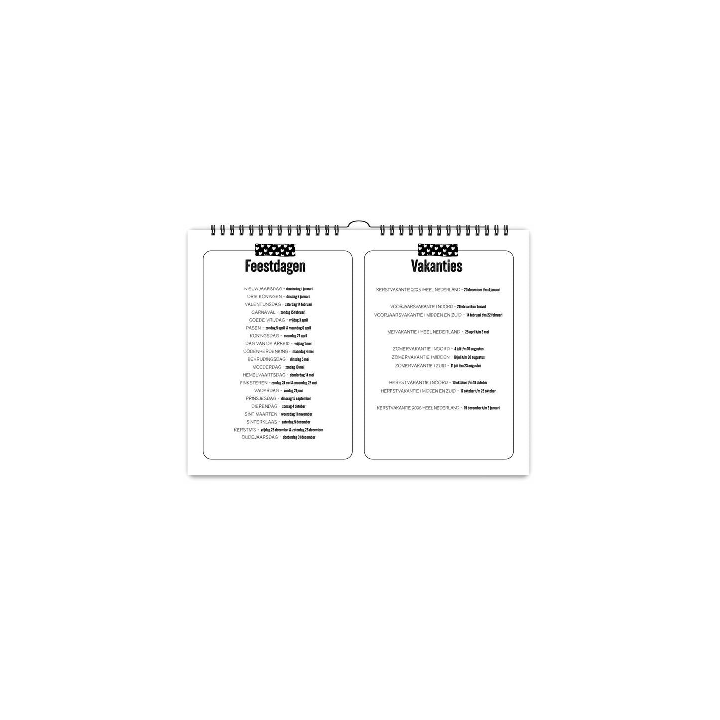 Familieplanner 2026 - zwart/wit - 5 personen - A4 formaat - Winkeltje van Anne
