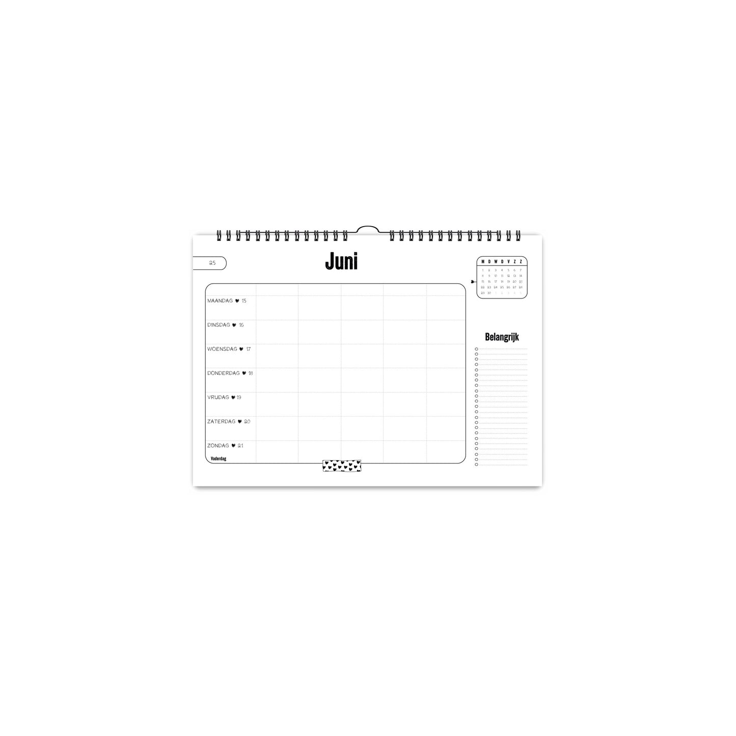 Familieplanner 2026 - zwart/wit - 5 personen - A4 formaat - Winkeltje van Anne