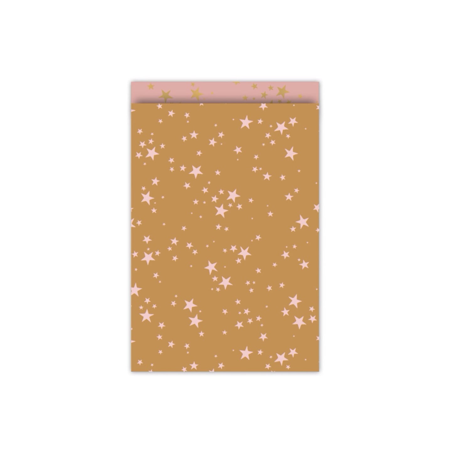 Cadeauzakjes - little stars - camel/roze - 17x25 cm - 5 stuks