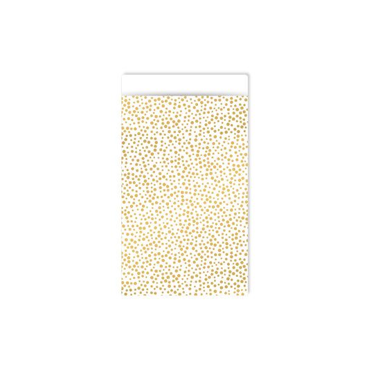 Cadeauzakjes - luxury dots - wit/goud - 12x19 cm - 5 stuks