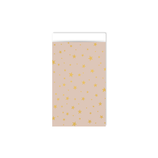 Cadeauzakjes - little stars - beige/goud - 12x19 cm - 5 stuks