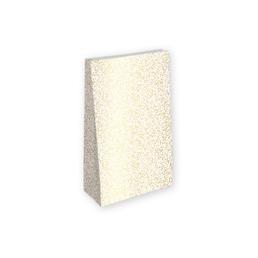 Blokbodemzakken - luxury dots - wit/goud - 14x8x26 cm - 2 stuks
